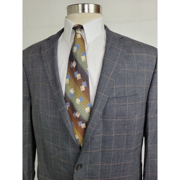 Ralph Lauren Mens Gray Wool Windowpane Plaid‎ Sport Coat 48L - Picture 2 of 10